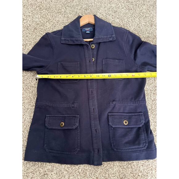 CHAPS Women’s Navy Blue 100% Cotton Jacket Size M Pockets Buttons. - Picture 6 of 9
